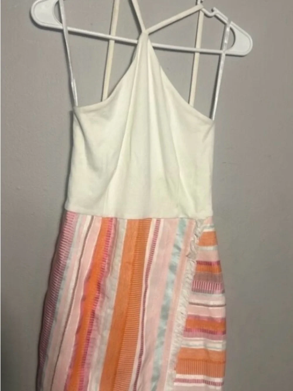 Anthropologie Hutch Kalyn Halter Dress. EUC White/Multicolor. PTP 14”,Length 31” - Picture 4 of 4